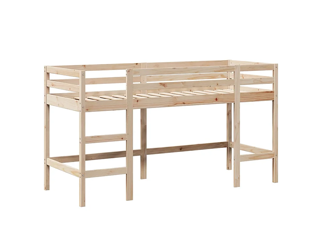 Hochbett mit Leiter und Dach 80x200 cm Massivholz Kiefer