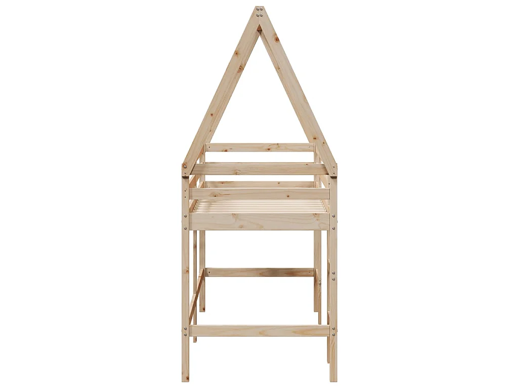 Hochbett mit Leiter und Dach 80x200 cm Massivholz Kiefer