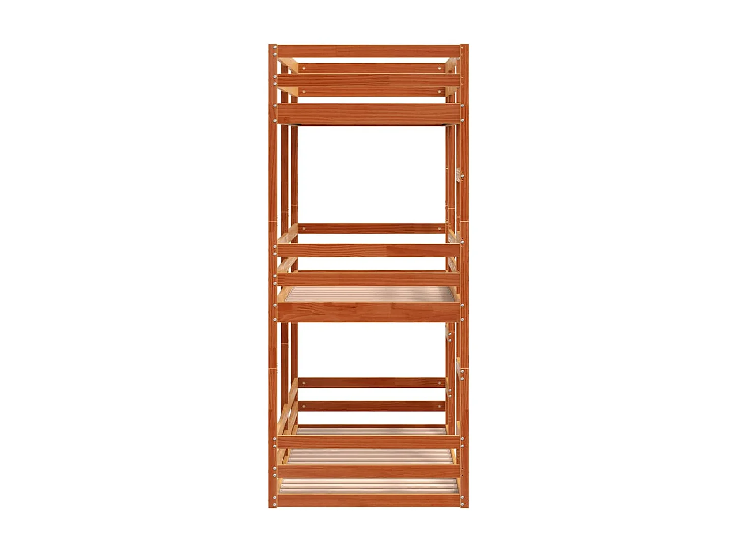 Dreifach-Etagenbett Wachsbraun 90x200 cm Massivholz Kiefer