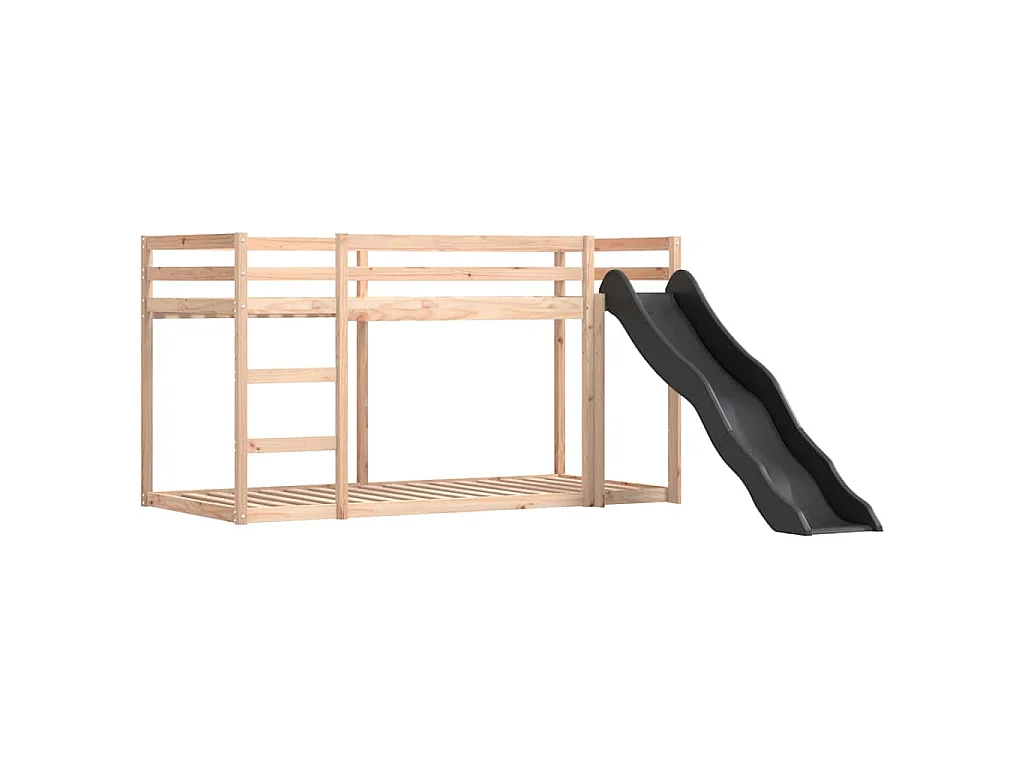 Lit superposé sans matelas avec toboggan et rideaux 90x190 cm