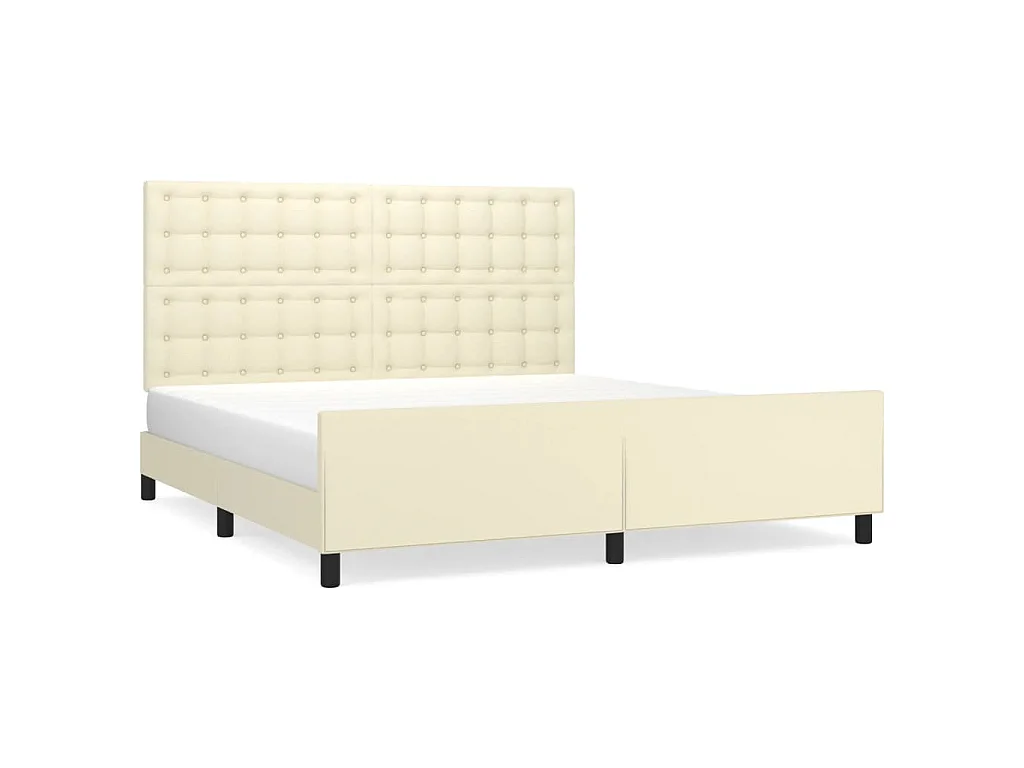 Bedframe met hoofdbord kunstleer crèmekleurig 180x200 cm