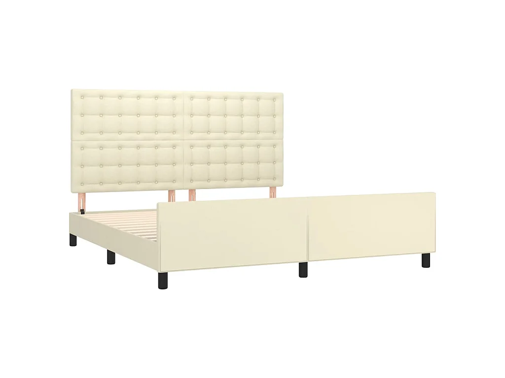 Bedframe met hoofdbord kunstleer crèmekleurig 180x200 cm