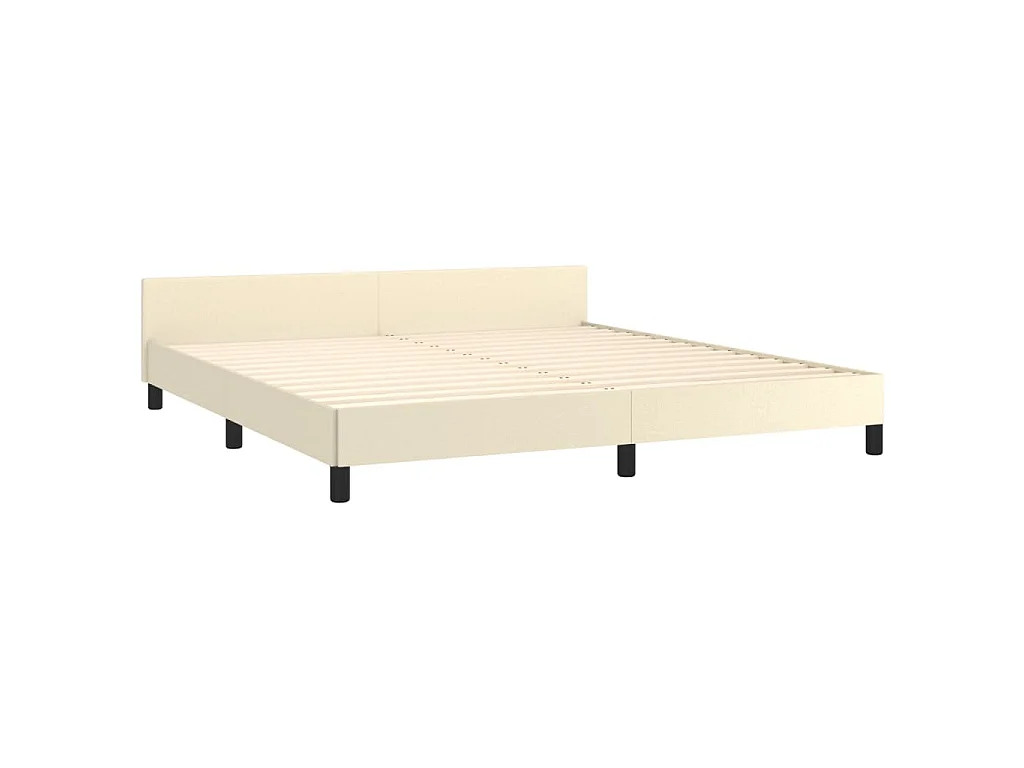 Bedframe met hoofdbord kunstleer crèmekleurig 180x200 cm