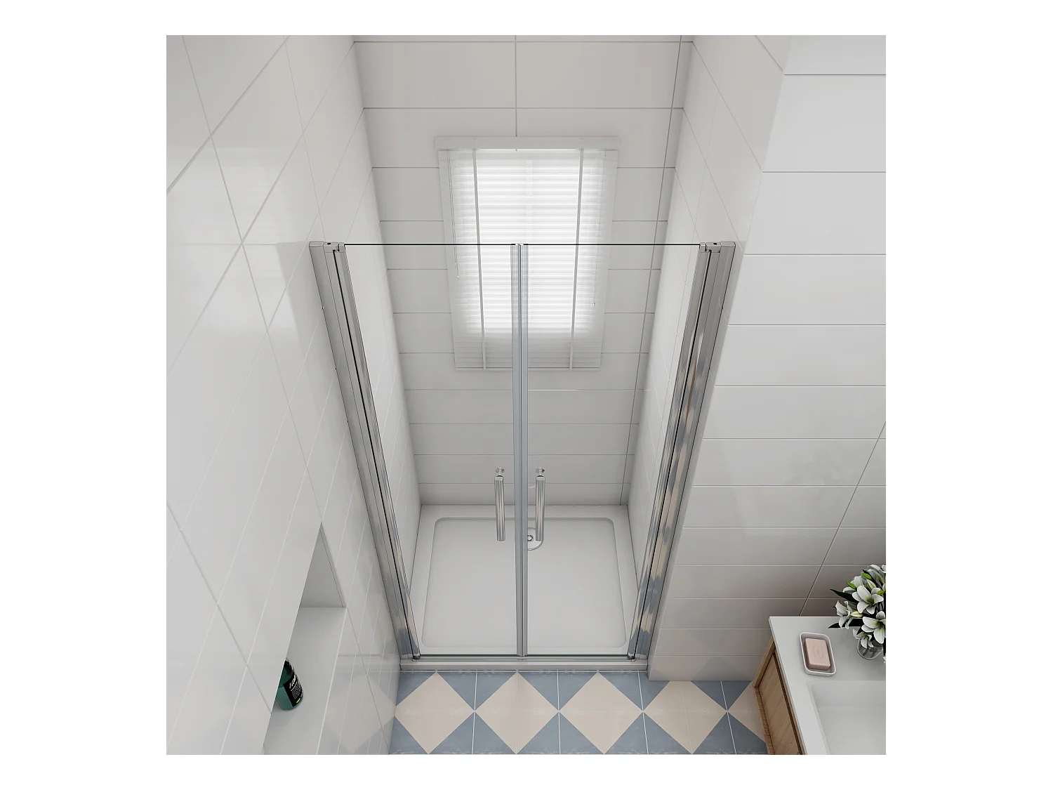 140x195cm 6mm Sicherheitsglas Duschwand Faltwand  Duschtür Scharniertür