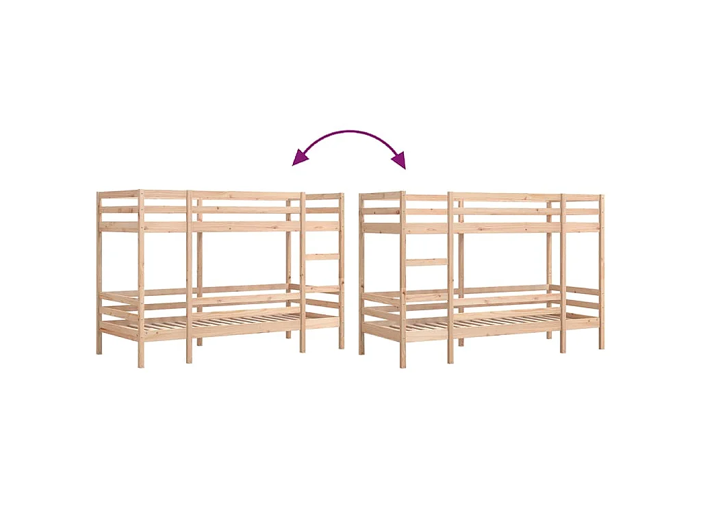 Lit superposé sans matelas 90x200 cm bois de pin massif