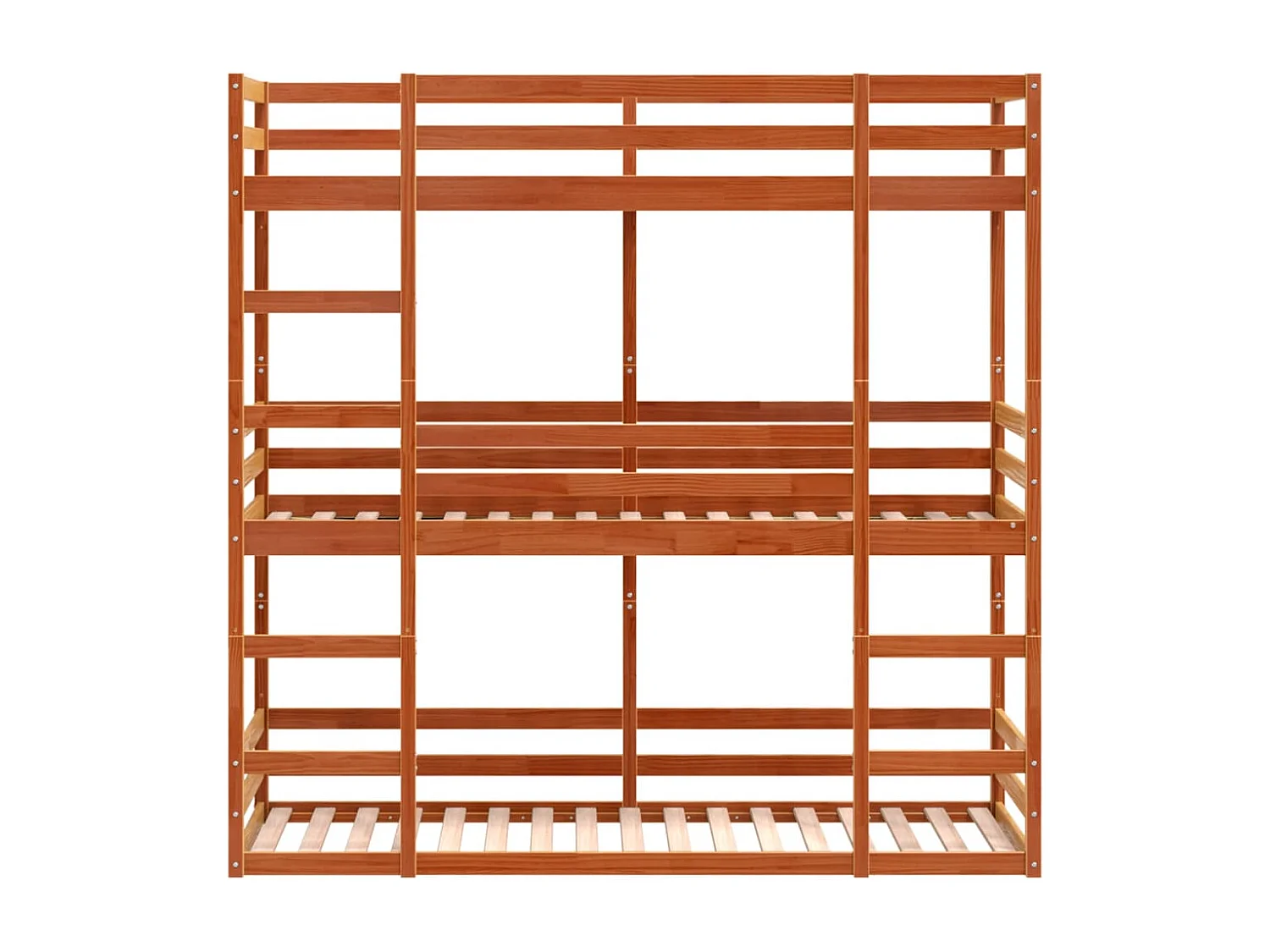 Dreifach-Etagenbett Wachsbraun 80x200 cm Massivholz Kiefer