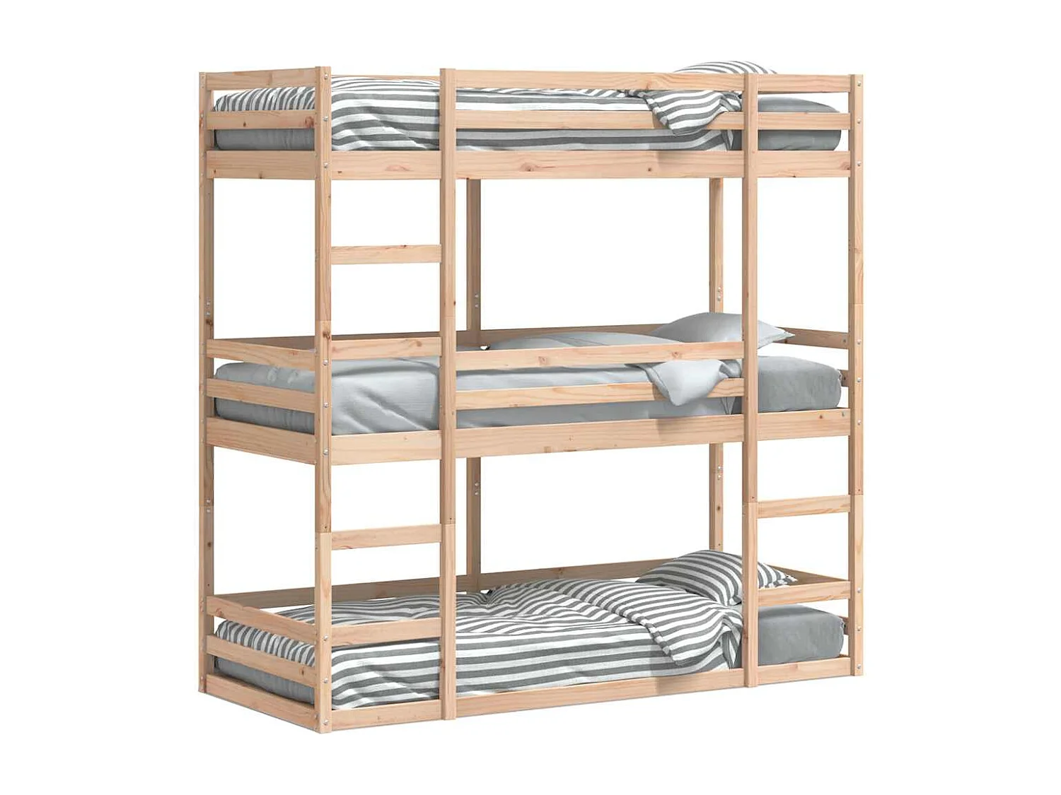 Stapelbed 3-persoons massief grenenhout 80x200 cm