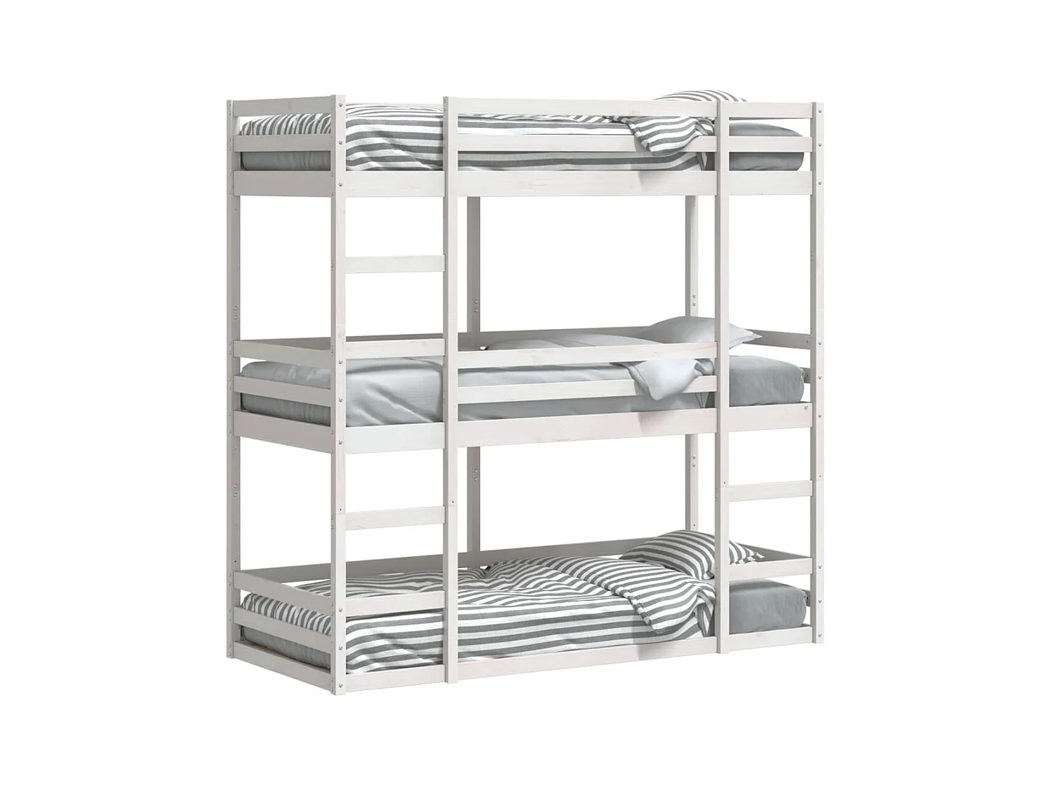 Lit superposé triple sans matelas 90x190 cm bois de pin massif