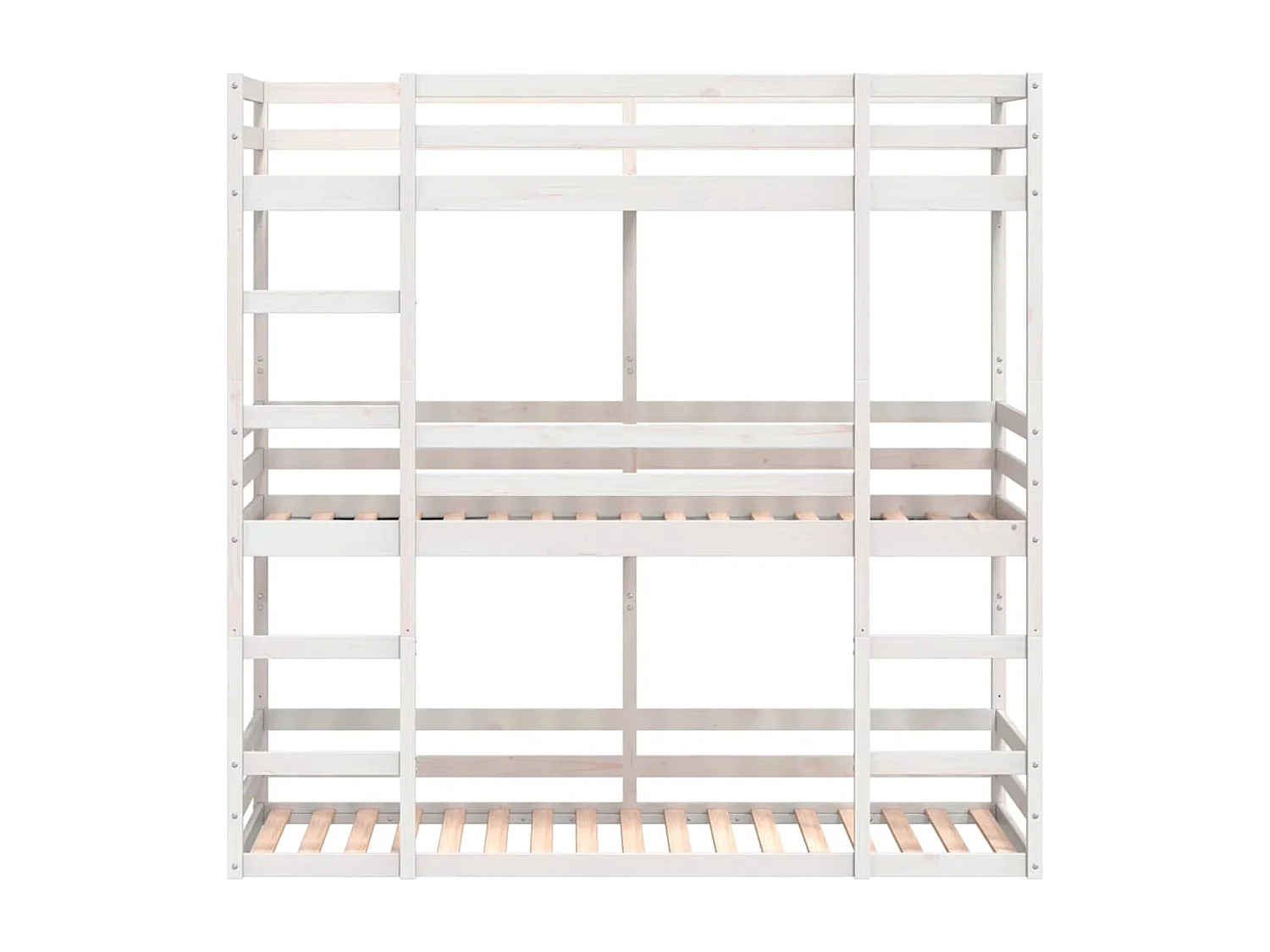 Letto a Castello Triplo Bianco 90x190 cm Legno Massello di Pino