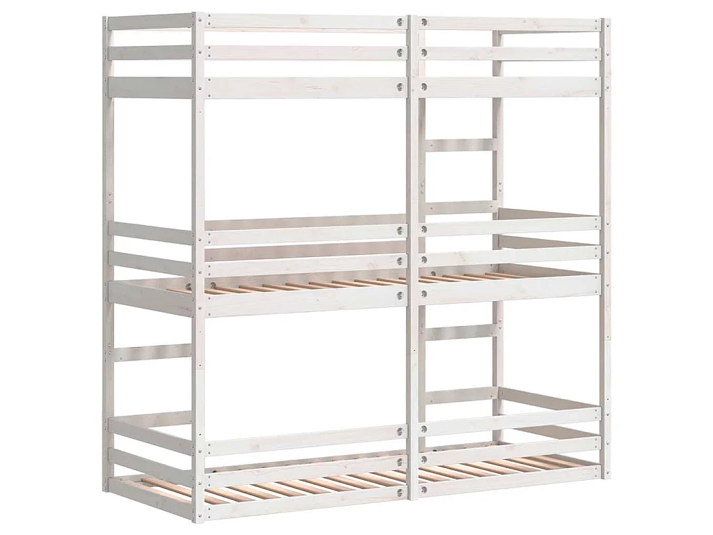 Lit superposé triple sans matelas 90x190 cm bois de pin massif