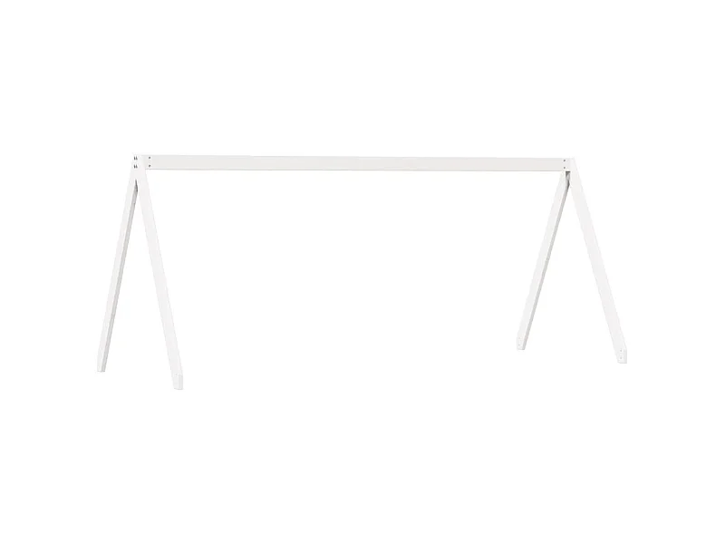 Hochbett mit Leiter und Dach Weiß 90x190 cm Massivholz Kiefer