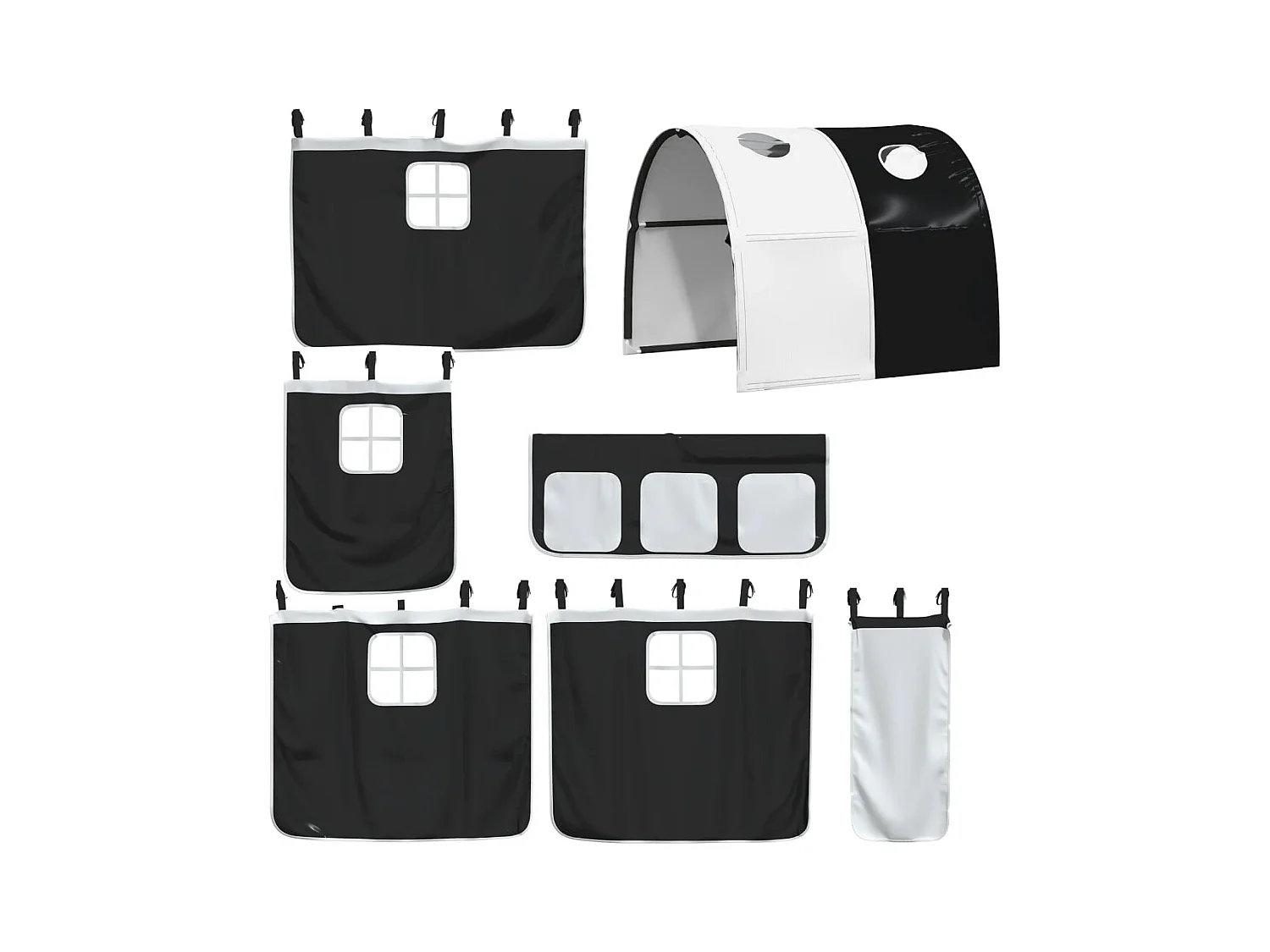 Lit superposé sans matelas avec toboggan blanc noir 90x190 cm