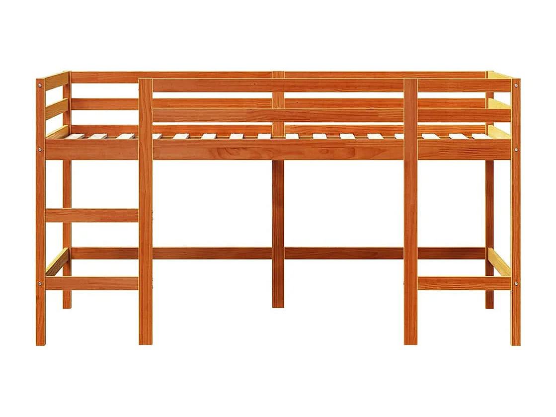 Kinderhochbett mit Leiter Wachsbraun 90x190cm Massivholz Kiefer