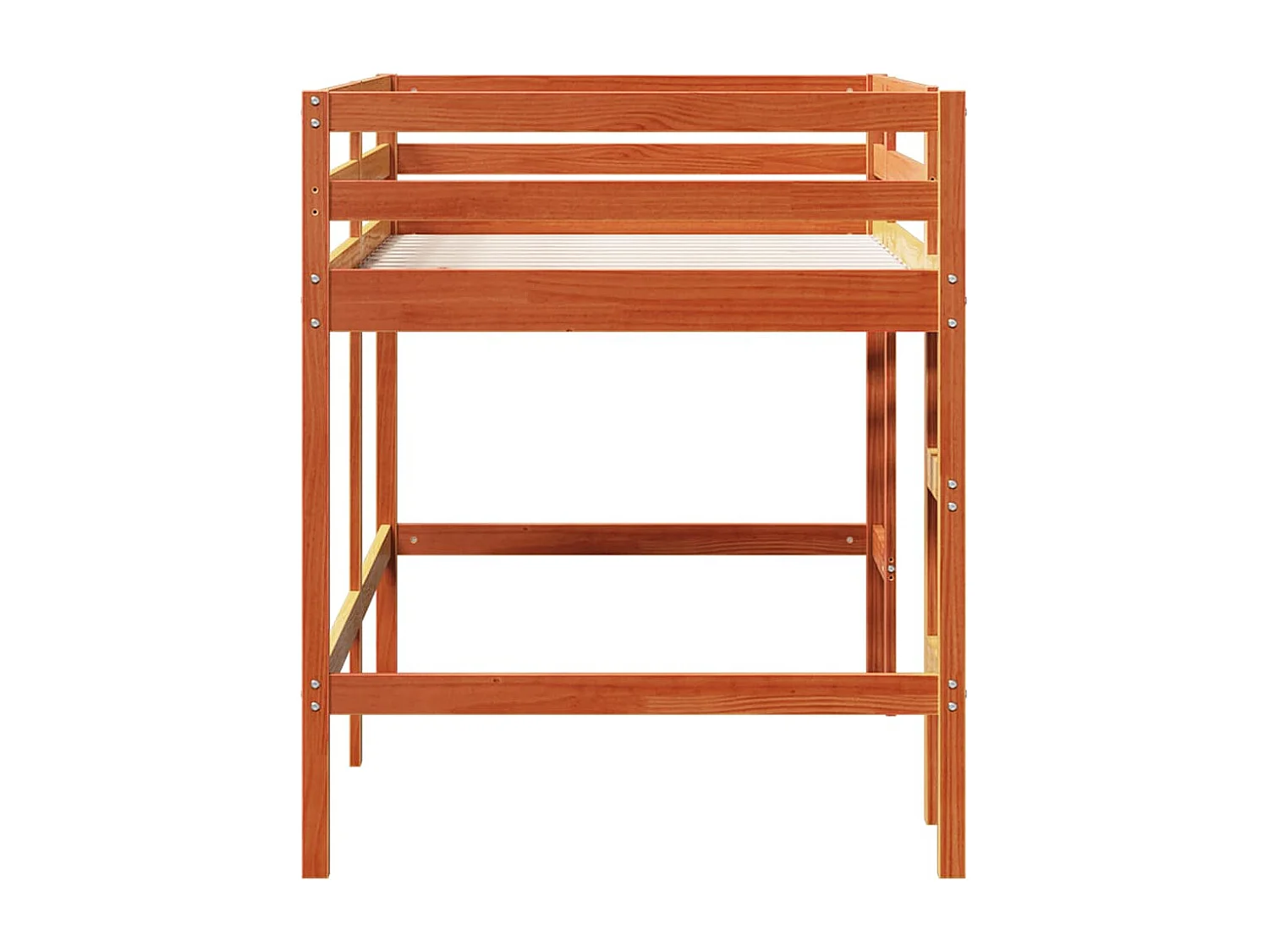Kinderhochbett mit Leiter Wachsbraun 90x190cm Massivholz Kiefer