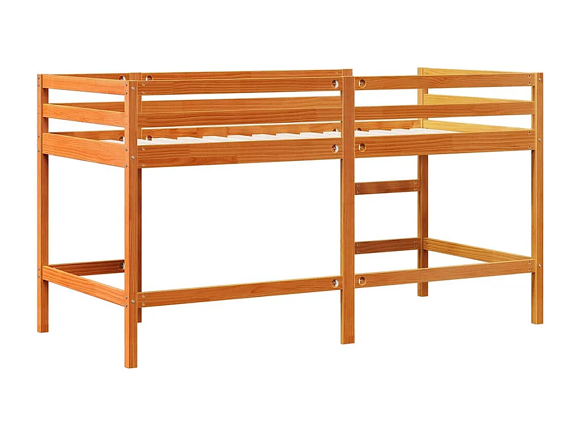 Kinderhochbett mit Leiter Wachsbraun 90x190cm Massivholz Kiefer