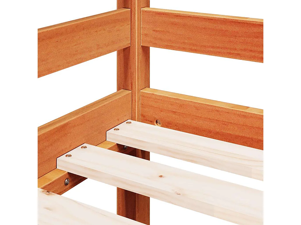 Kinderhochbett mit Leiter Wachsbraun 90x190cm Massivholz Kiefer