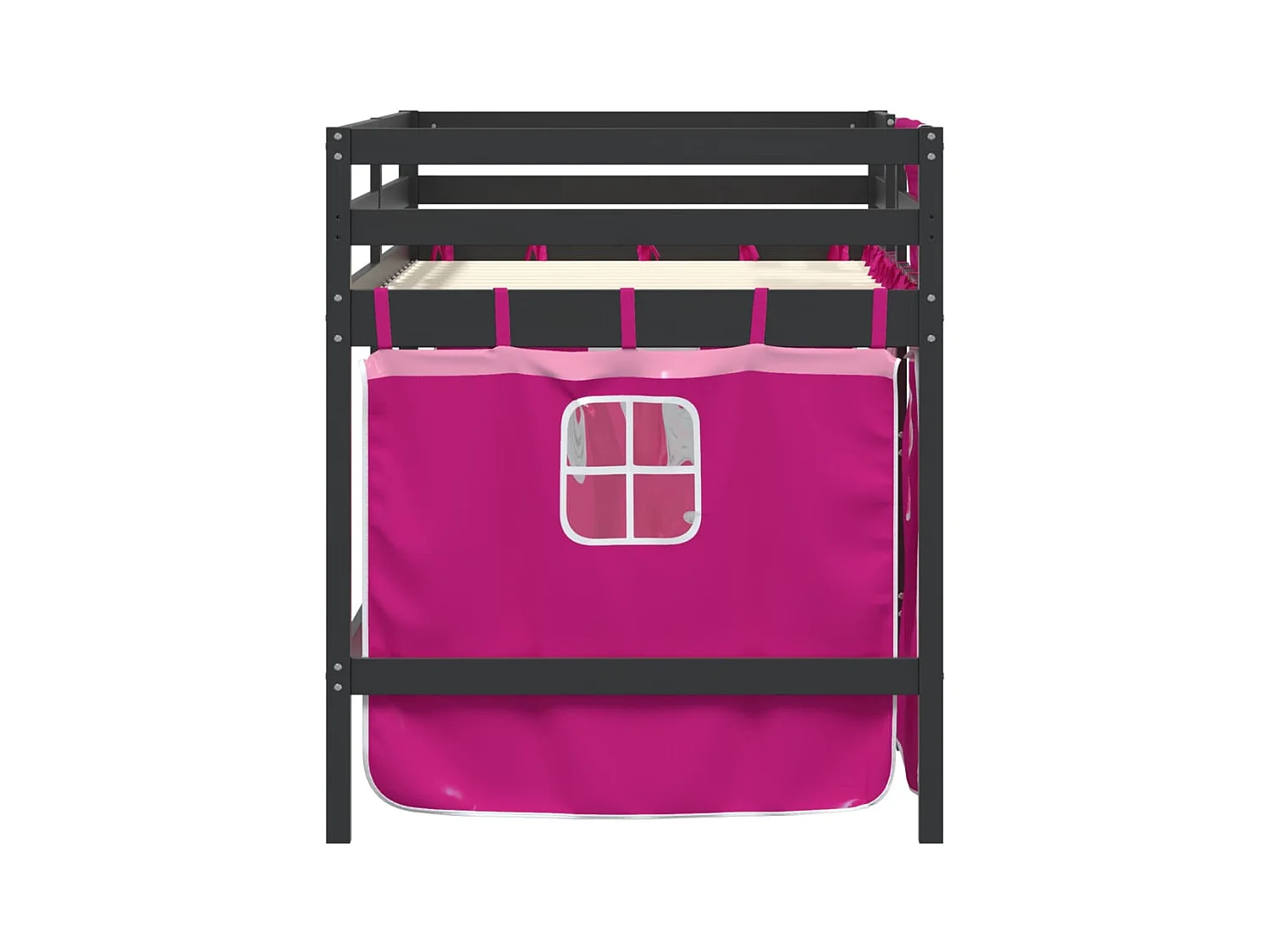 Lit mezzanine enfants avec rideaux sans matelas rose 90x200cm