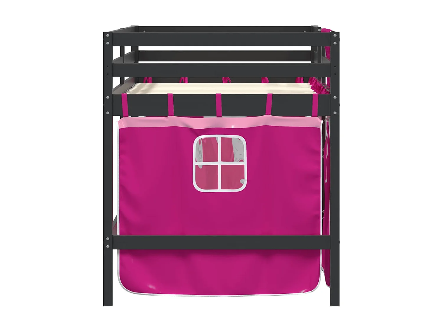 Cama alta p/ criança c/ cortinas 90x200 cm pinho maciço rosa