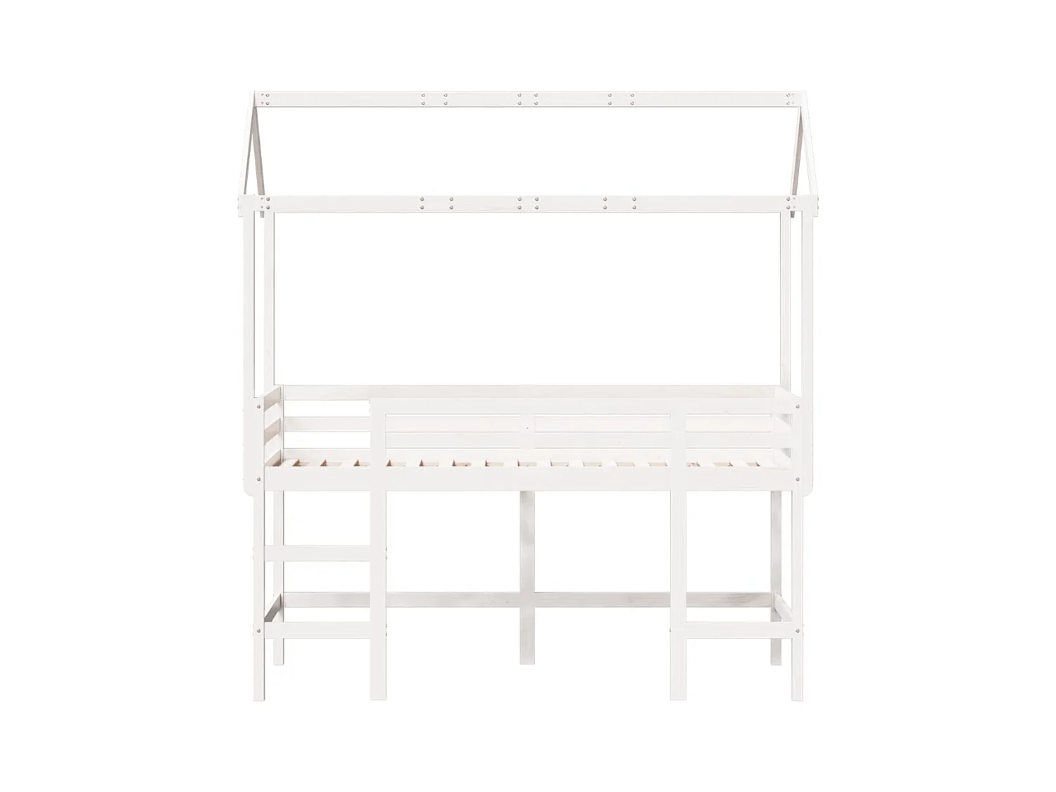 Lit superposé avec échelle et toit sans matelas blanc 90x200 cm
