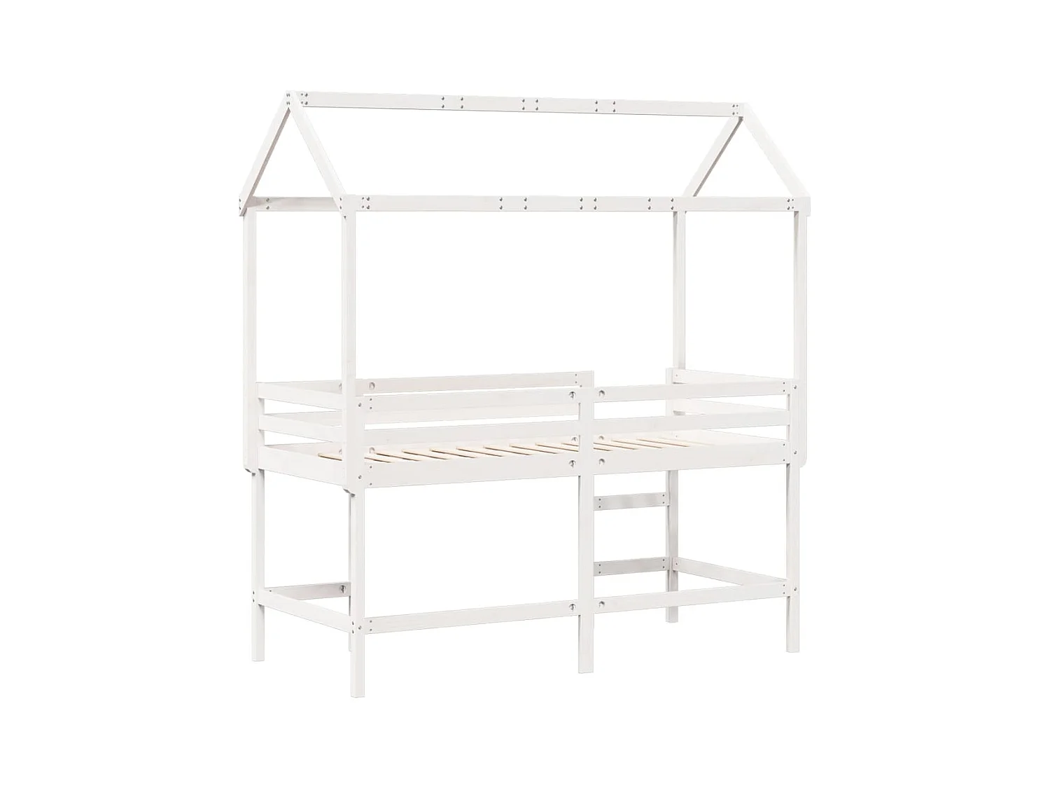 Lit superposé avec échelle et toit sans matelas blanc 90x200 cm