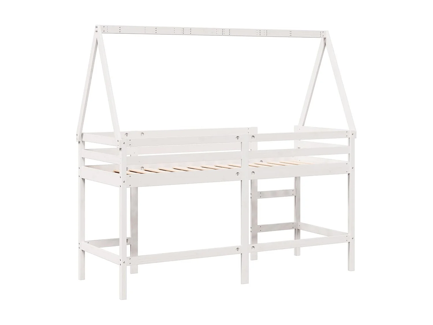 Lit superposé avec échelle et toit sans matelas blanc 90x200 cm
