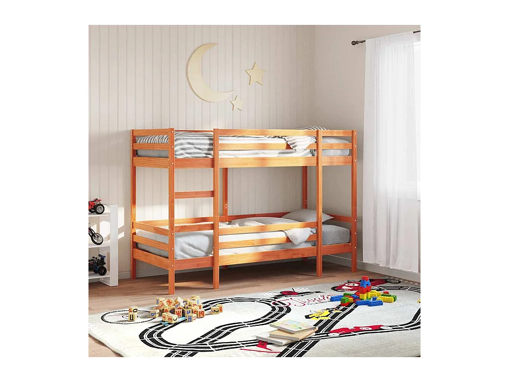 Lit superposé sans matelas cire marron 90x200 cm pin massif