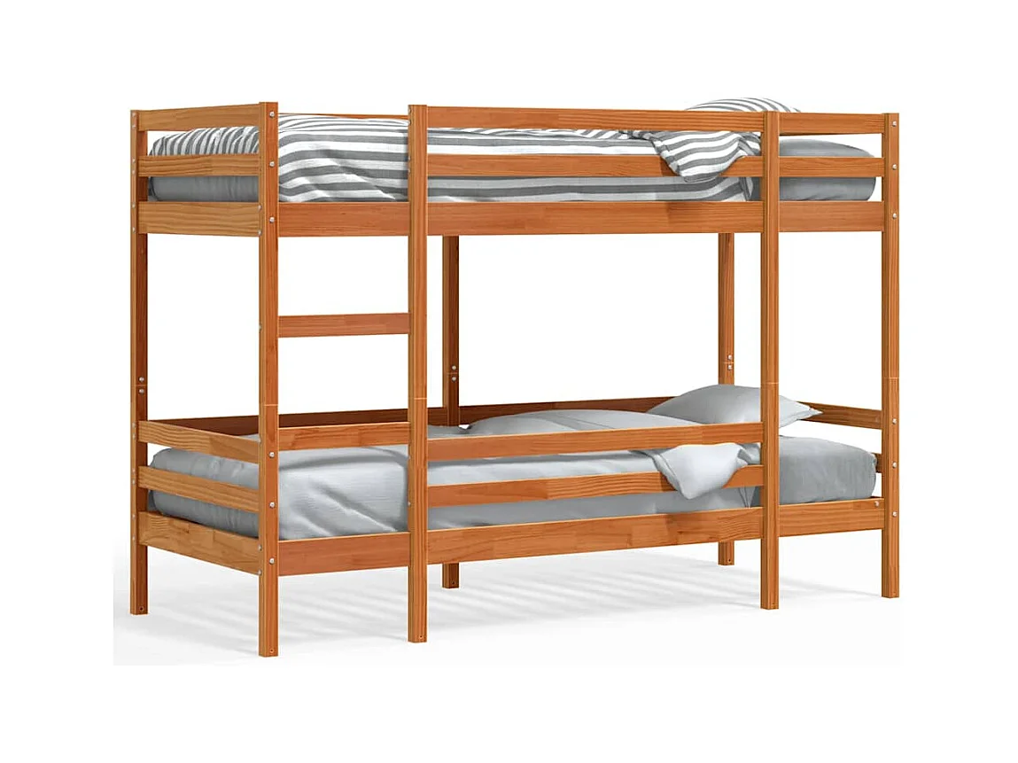 Lit superposé sans matelas cire marron 90x200 cm pin massif