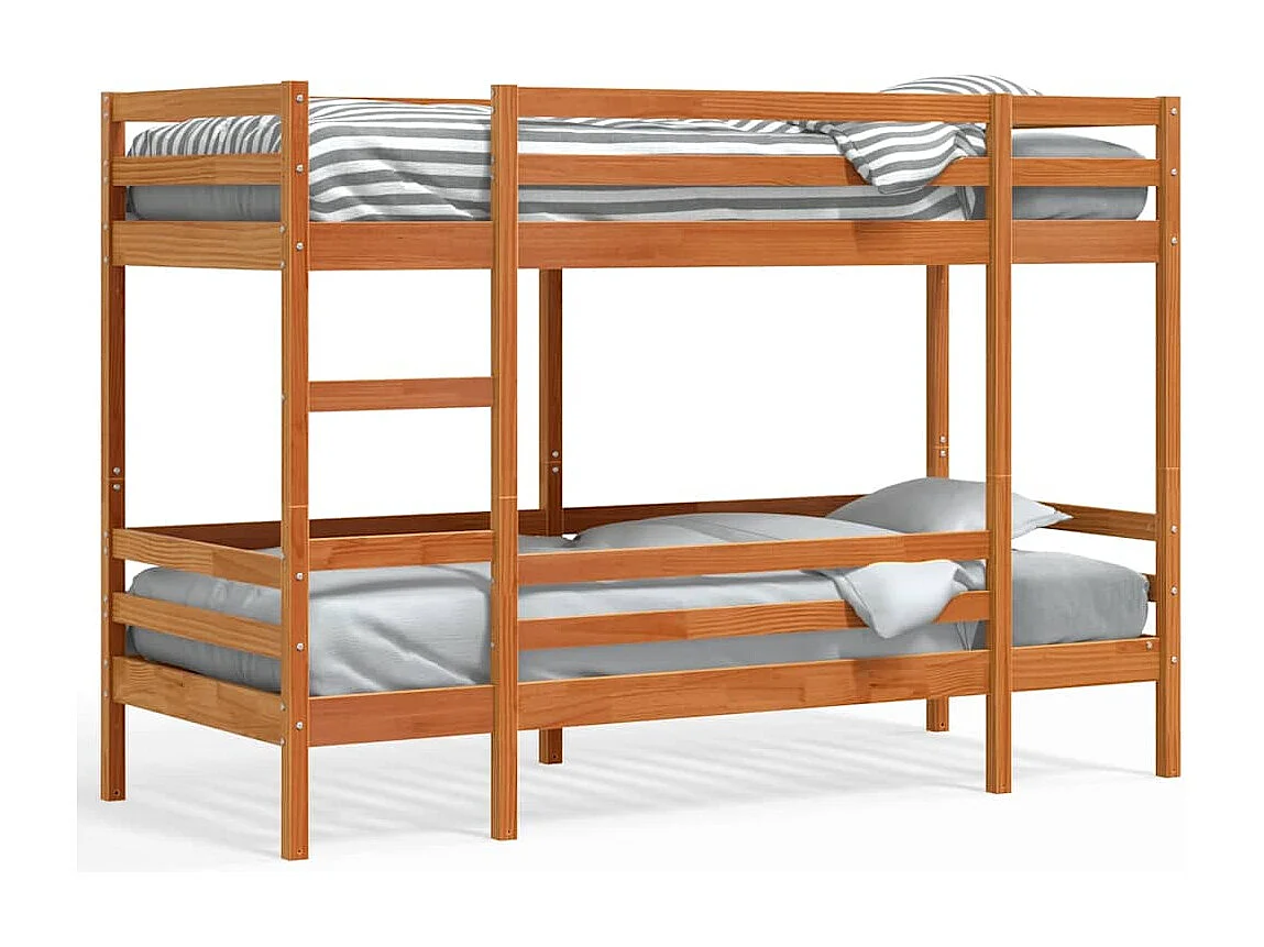 Etagenbett Wachsbraun 90x200 cm Massivholz Kiefer