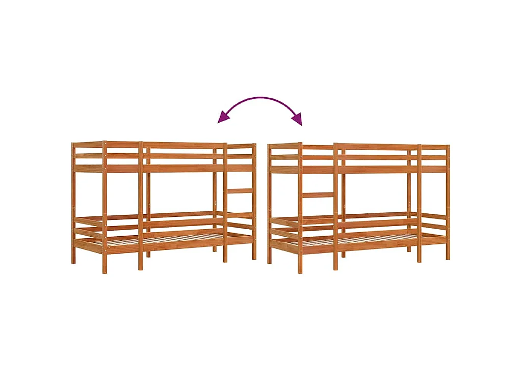 Lit superposé sans matelas cire marron 90x200 cm pin massif