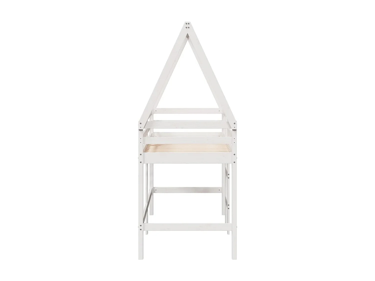 Cama alta c/ escada e telhado 90x190 cm pinho maciço branco