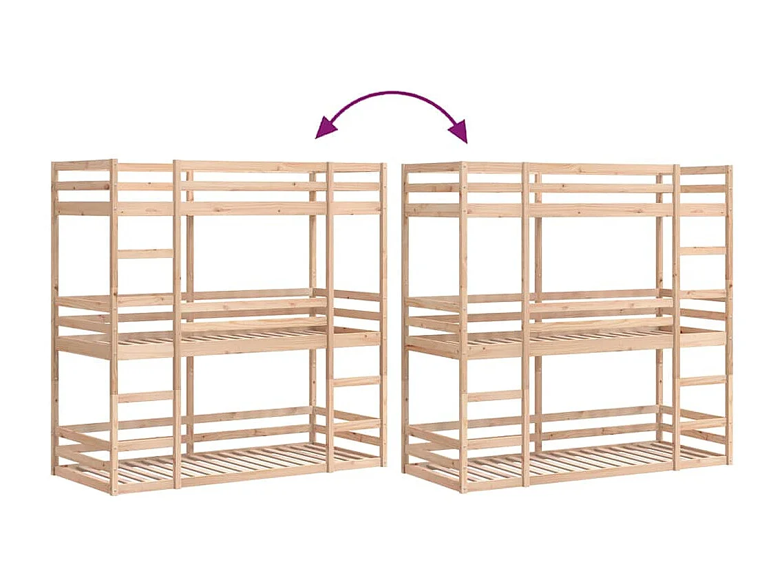 Dreifach-Etagenbett 90x190 cm Massivholz Kiefer