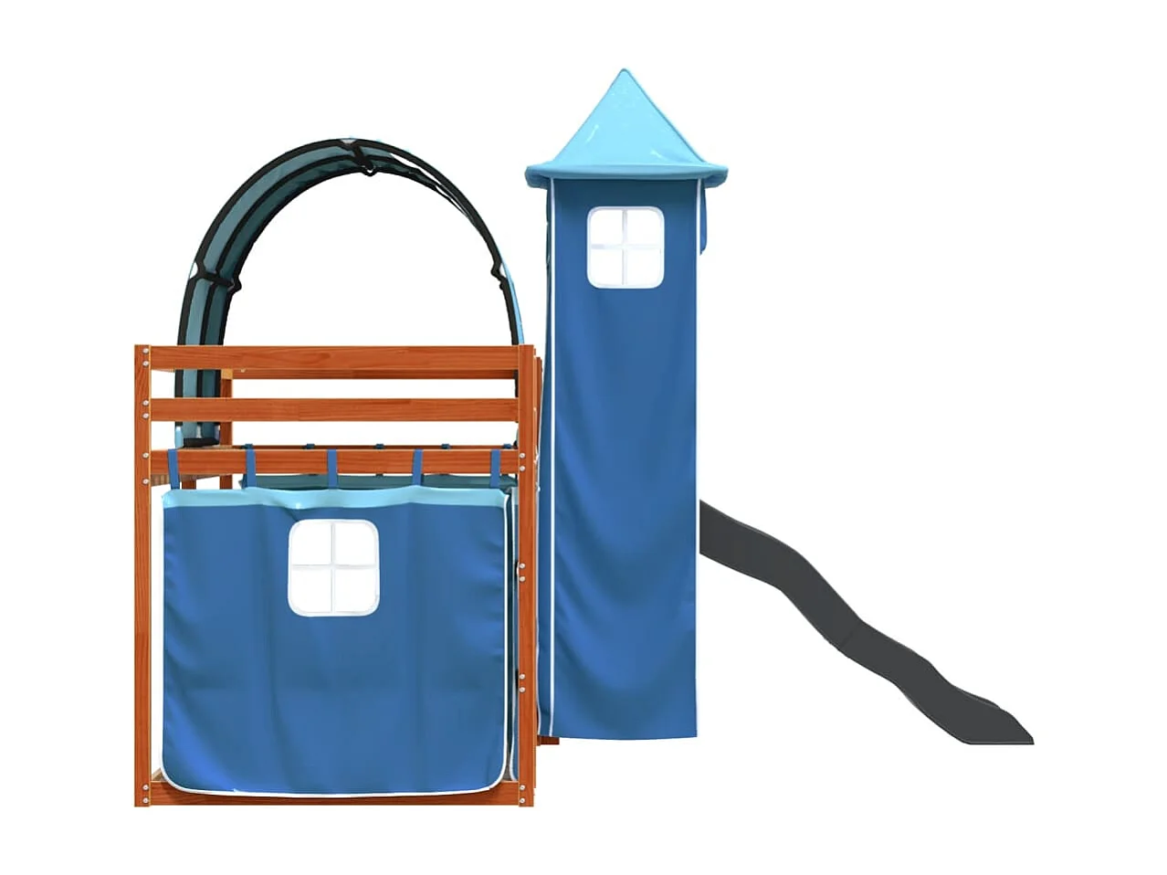 Lit superposé sans matelas avec toboggan et rideaux 90x200 cm