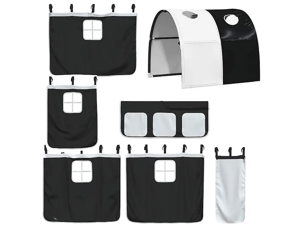 Lit superposé sans matelas avec toboggan blanc noir 90x200 cm