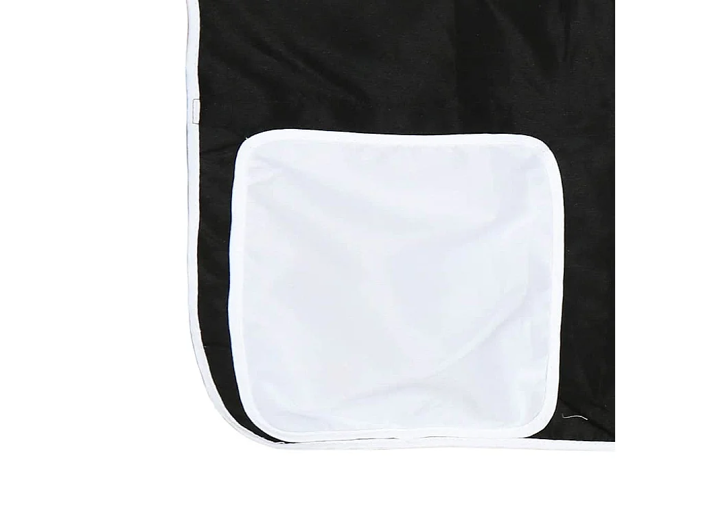 Letto a Castello con Scivolo e Tende Bianco e Nero 80x200 cm