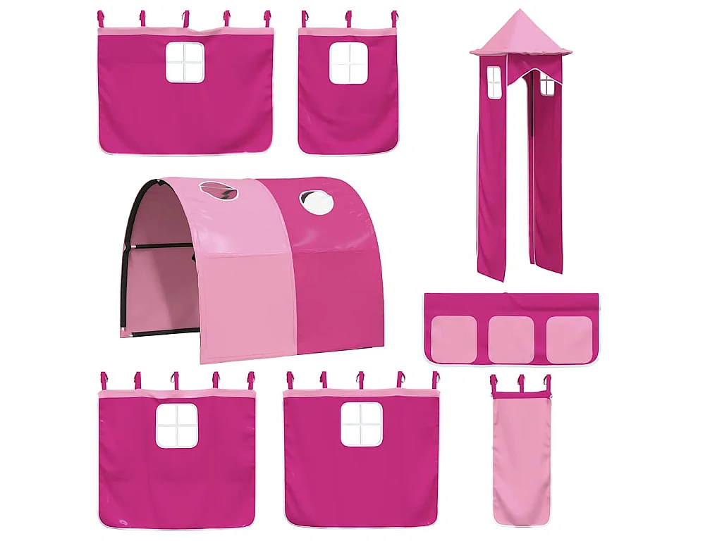 Lit superposé sans matelas avec toboggan et rideaux 80x200 cm