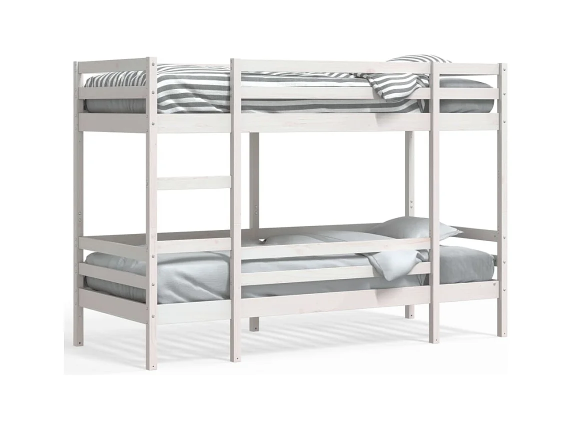 Lit superposé sans matelas blanc 90x200 cm bois de pin massif
