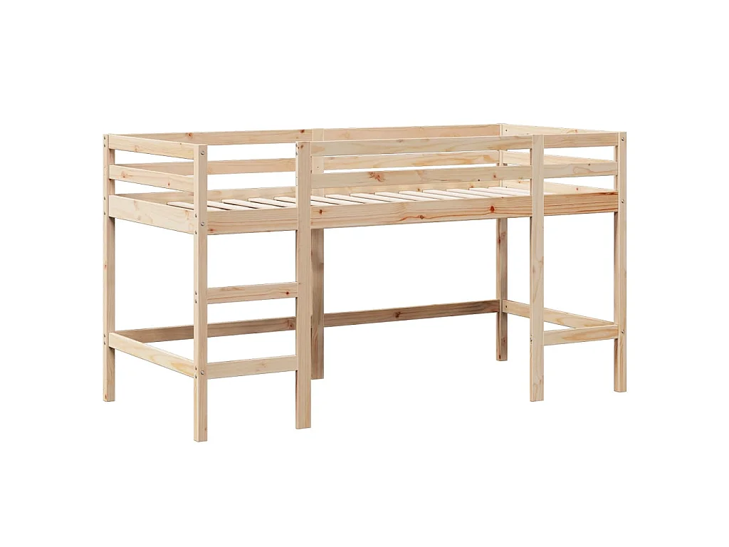 Halfhoogslaper met ladder en bedhuis grenenhout 80x200 cm