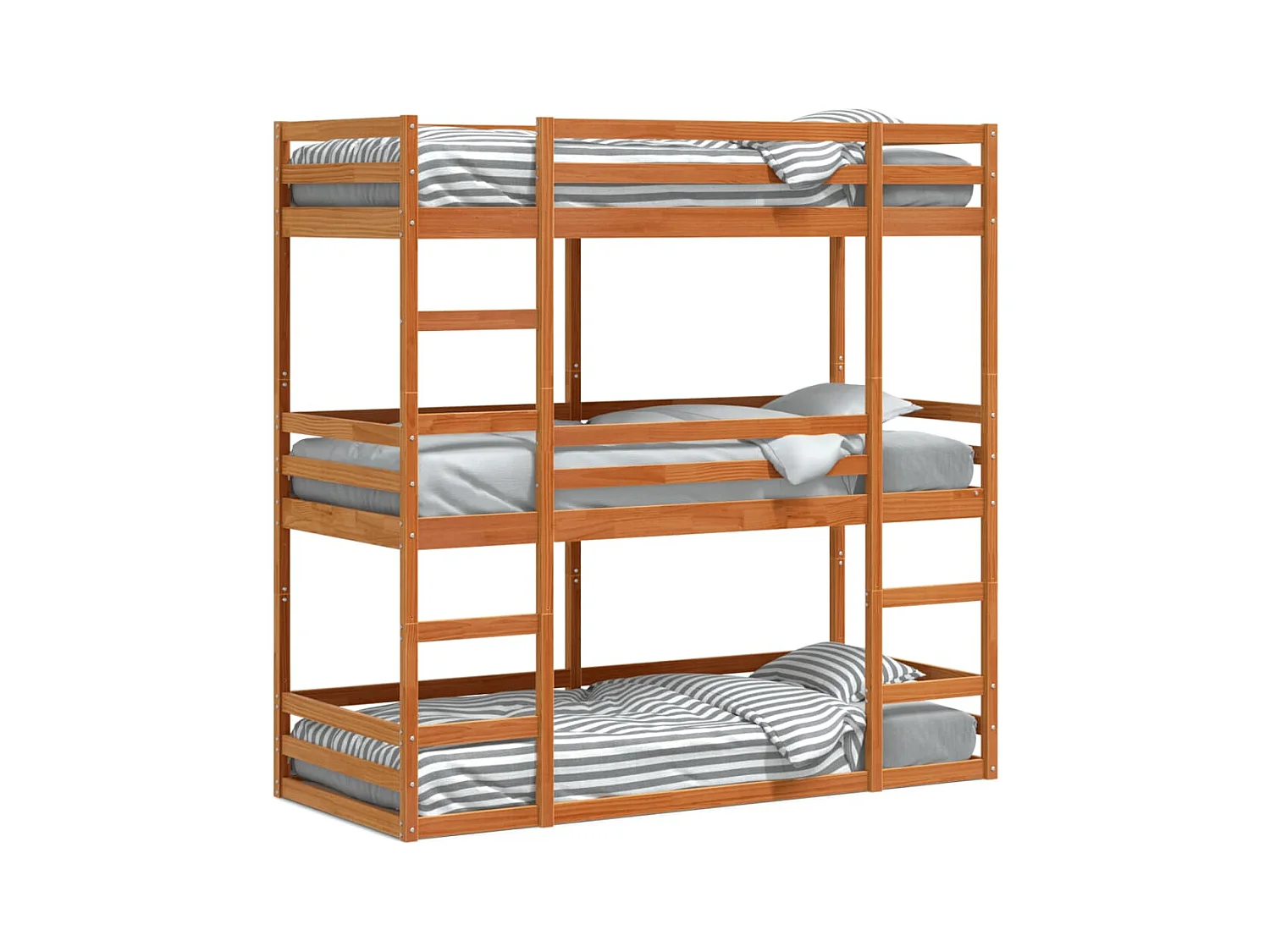 Lit superposé triple sans matelas 90x190 cm bois de pin massif
