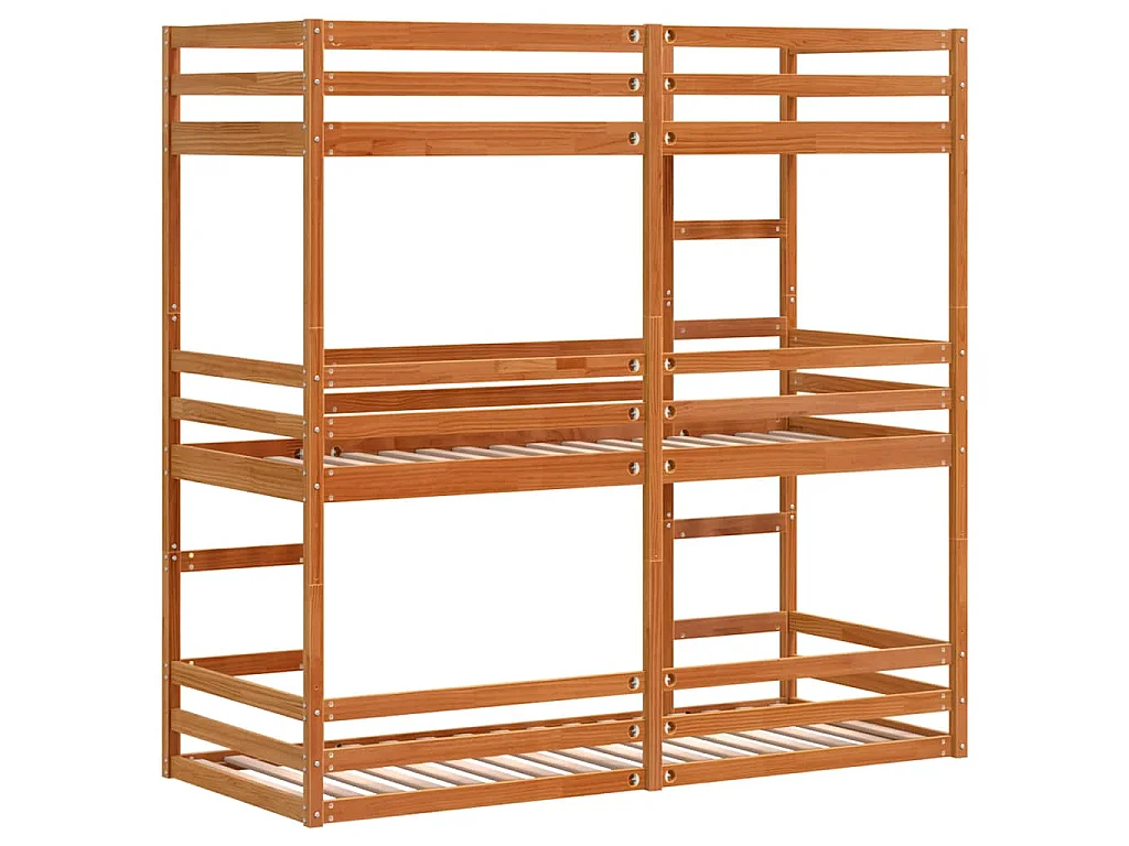Lit superposé triple sans matelas 90x190 cm bois de pin massif