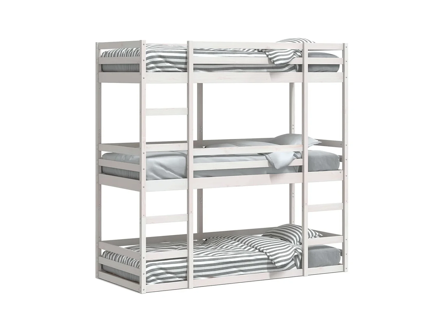 Lit superposé triple sans matelas 80x200 cm bois de pin massif