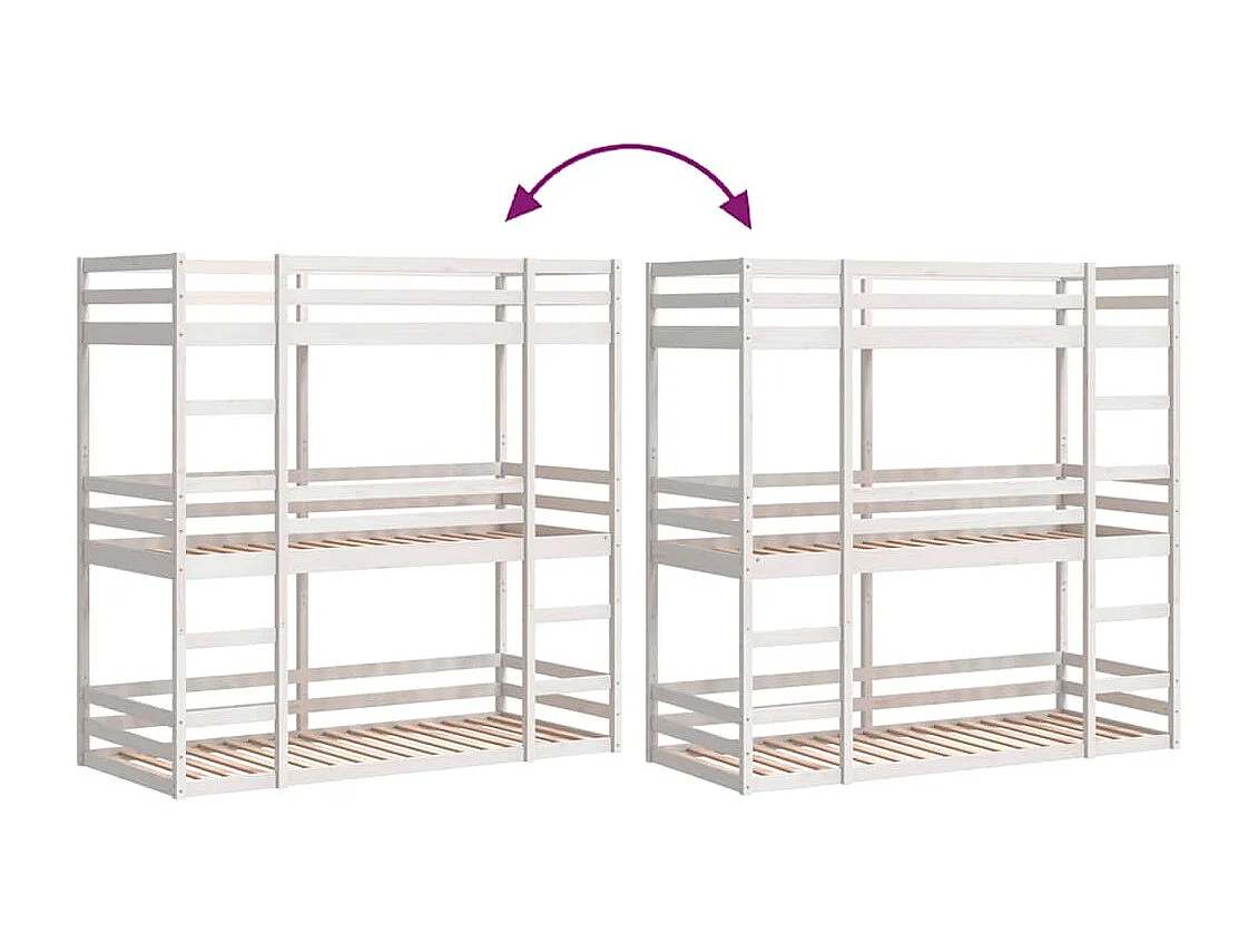 Lit superposé triple sans matelas 80x200 cm bois de pin massif