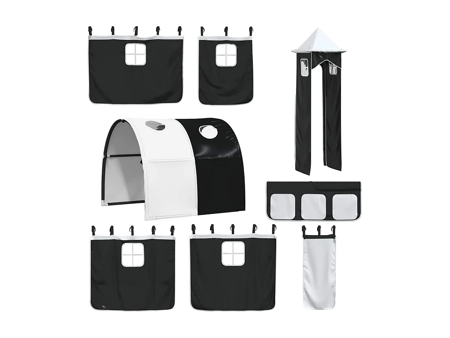 Lit superposé sans matelas avec toboggan blanc noir 90x190 cm