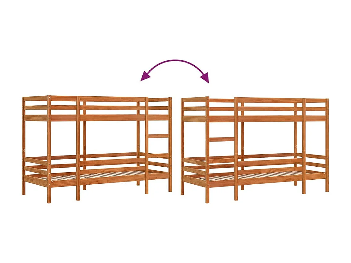 Lit superposé sans matelas cire marron 80x200 cm pin massif