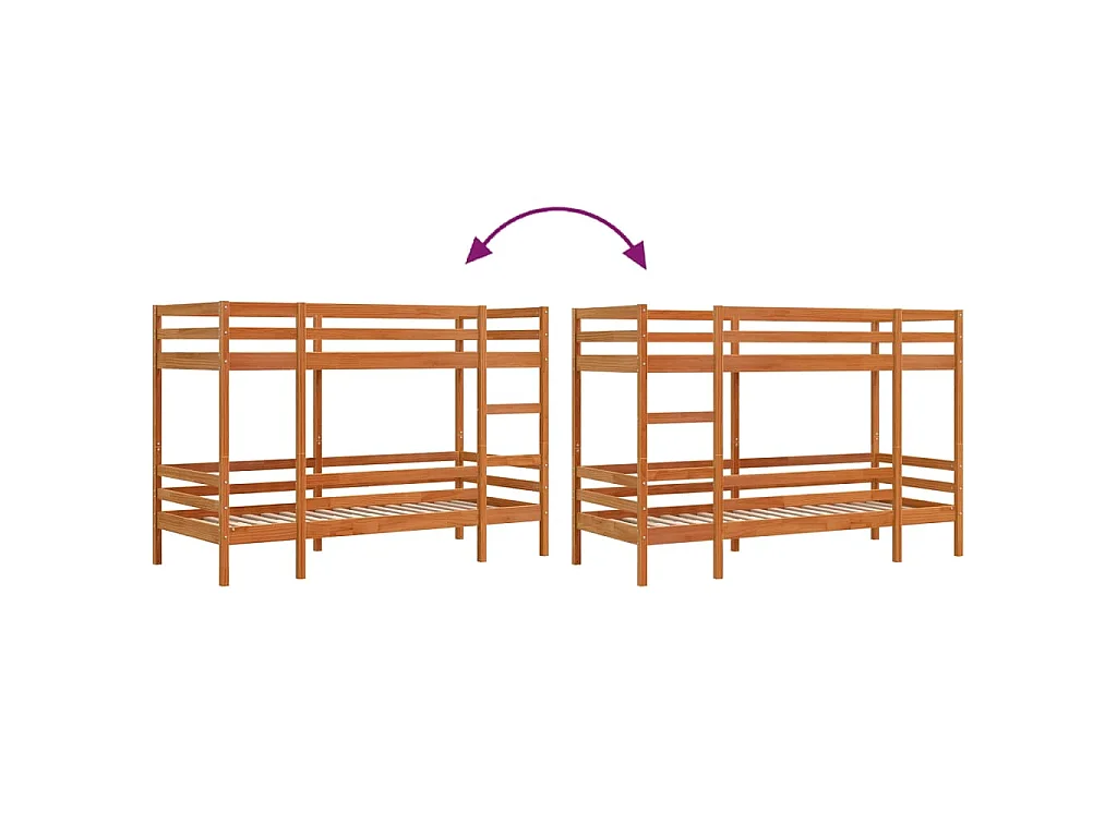Lit superposé sans matelas cire marron 80x200 cm pin massif