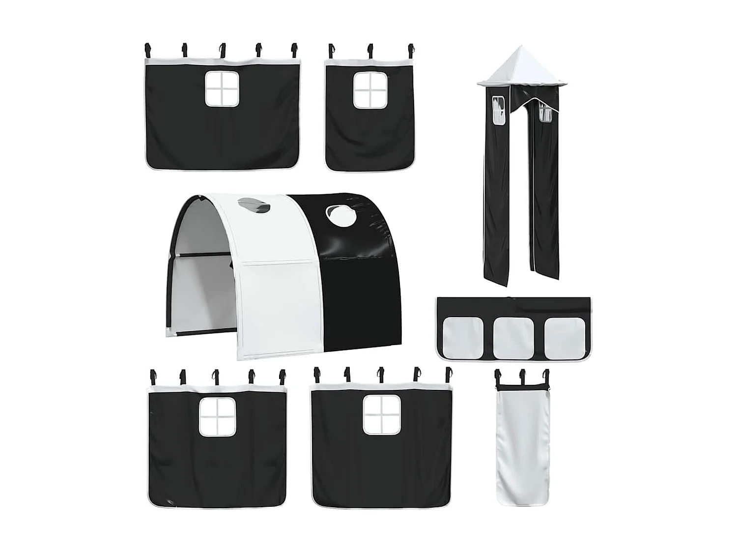 Lit superposé sans matelas avec toboggan blanc noir 90x200 cm