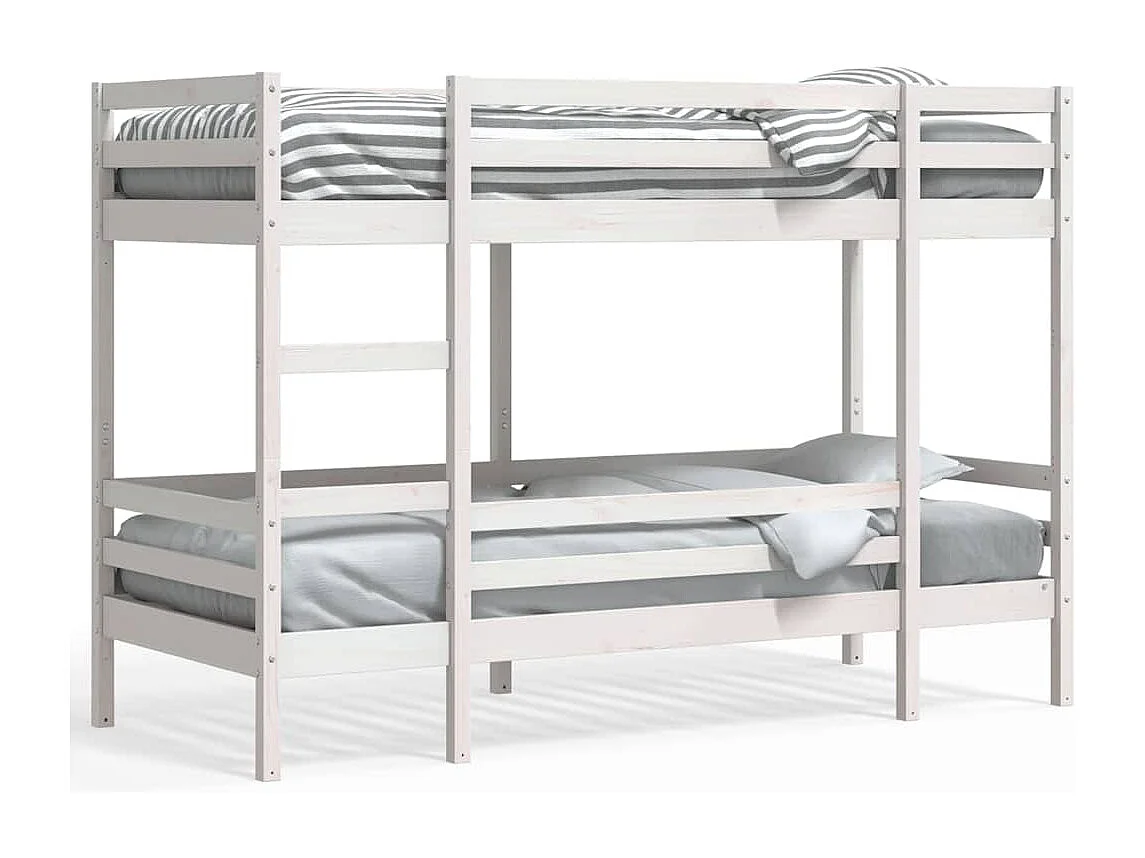 Lit superposé sans matelas blanc 90x190 cm bois de pin massif