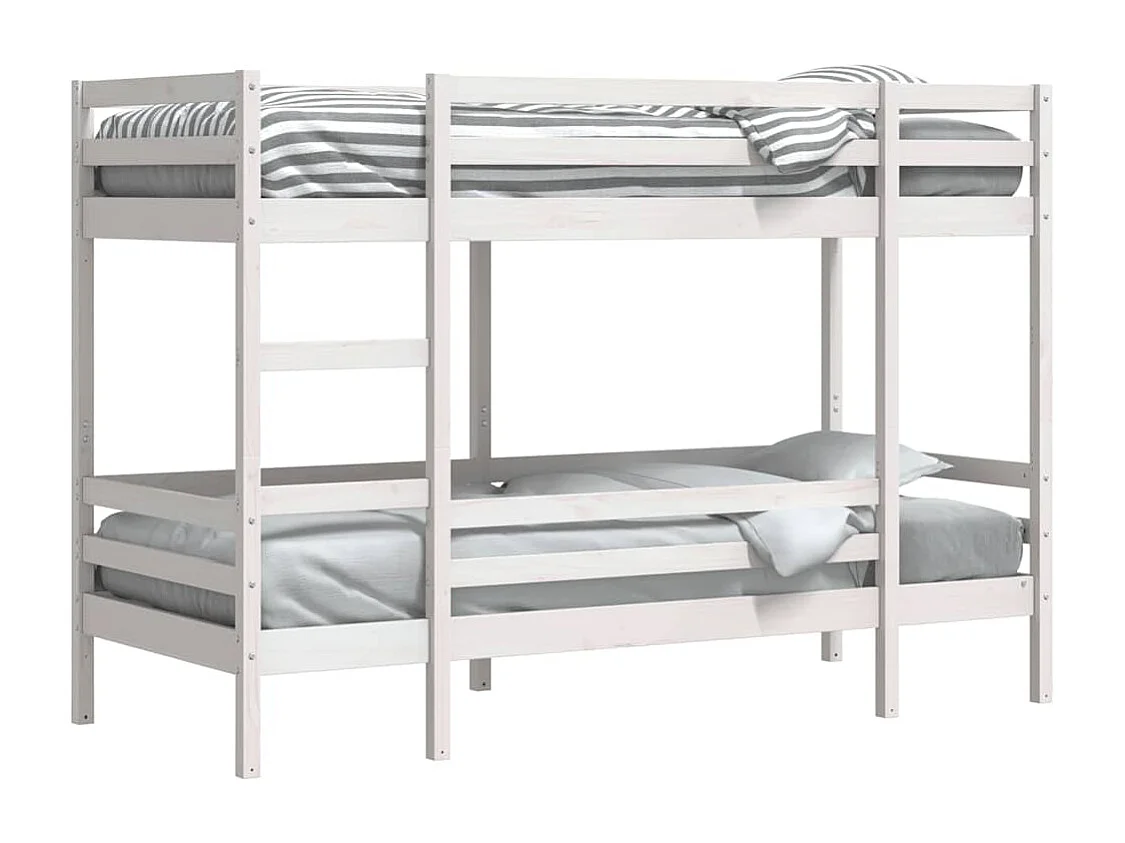 Lit superposé sans matelas blanc 90x190 cm bois de pin massif
