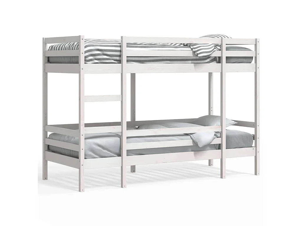 Lit superposé sans matelas blanc 90x190 cm bois de pin massif