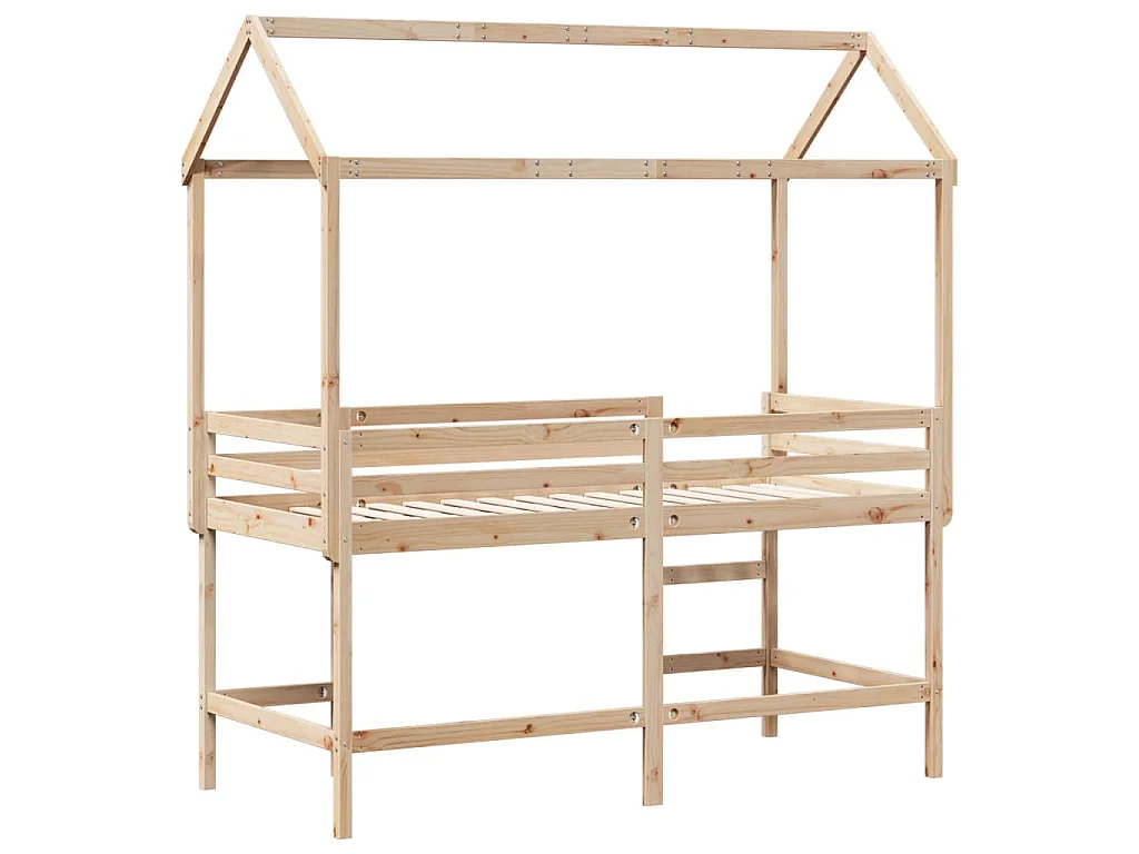 Lit superposé avec échelle et toit sans matelas 90x190 cm