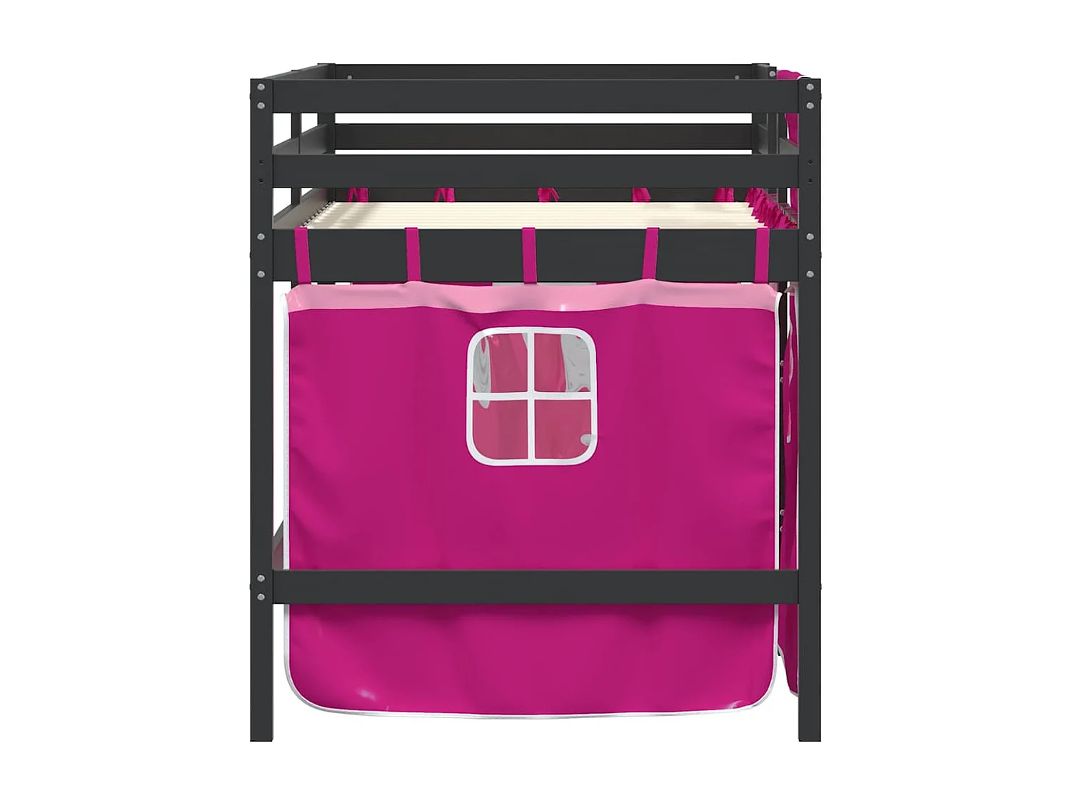 Cama alta p/ criança c/ cortinas 90x190 cm pinho maciço rosa